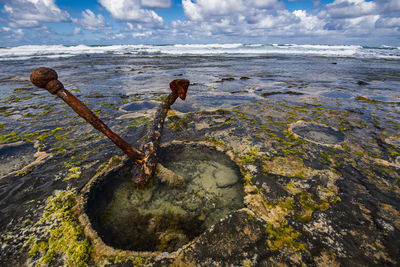 Anchor of a stranded ship on wreck beach at victoria
