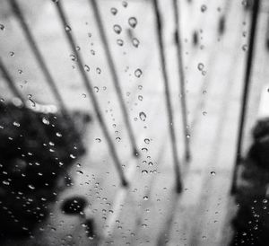 Close-up of water drops on glass