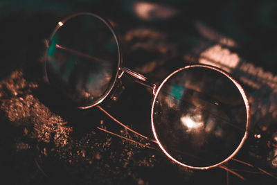 Close-up of sunglasses on table