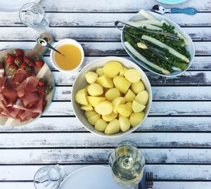 High angle view of fruits on table