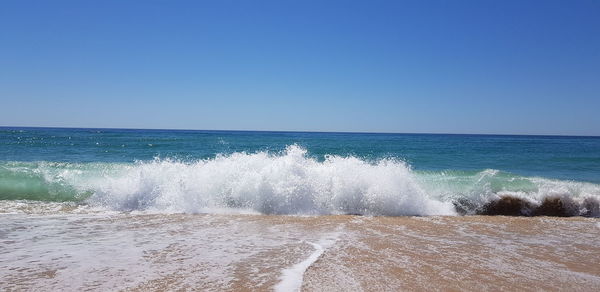 Scenic view of sea against clear sky