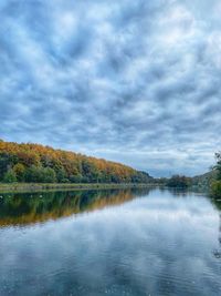 Scenic view of lake against sky