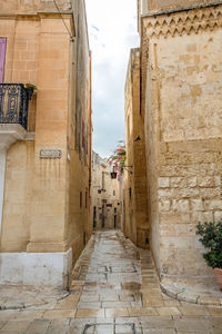 Narrow alley amidst buildings in city