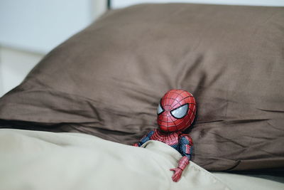 Low section of person lying on bed at home