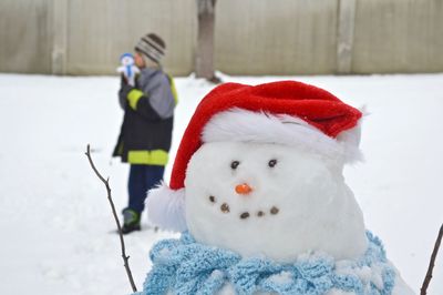 Close-up of snowman