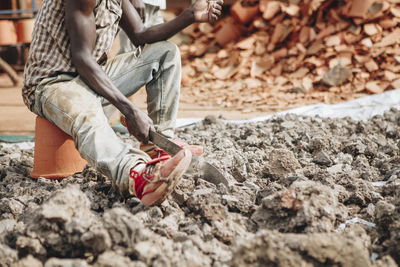 Close-up low section of man