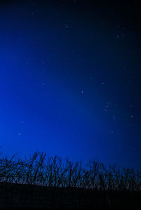 Scenic view of blue sky at night