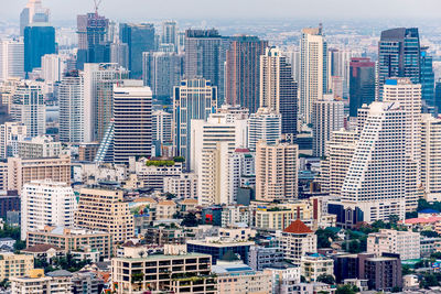 High angle view of buildings in city