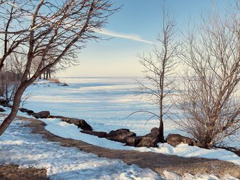 Scenic view of frozen sea against sky