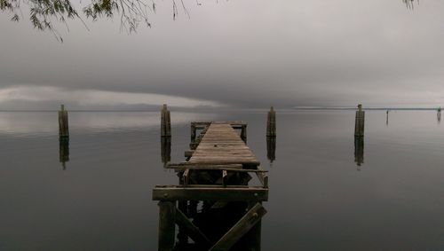 Scenic view of sea against cloudy sky