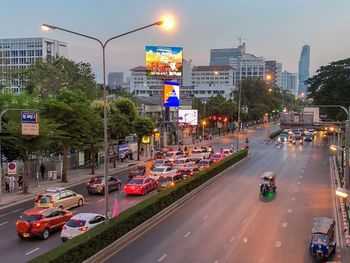 Traffic on road in city