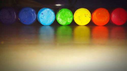 Close-up of colorful lights at night