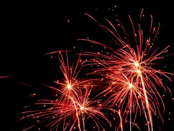 Low angle view of firework display against sky at night