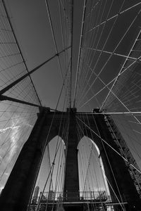 Low angle view of suspension bridge