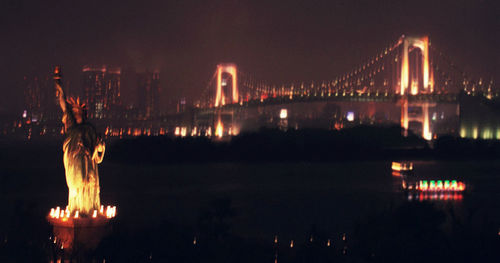 View of illuminated city at night