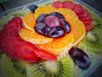 Close-up of fresh fruits in plate