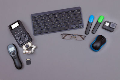 High angle view of computer keyboard on table