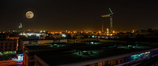 Illuminated city at night