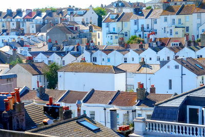 High angle view of buildings in city