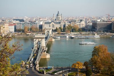 High angle view of bridge over river