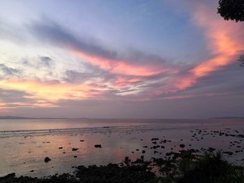 Scenic view of sea against sky at sunset