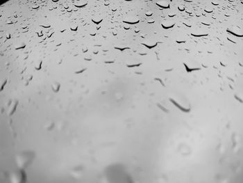 Full frame shot of raindrops on glass