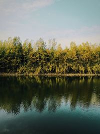 Scenic view of lake against sky