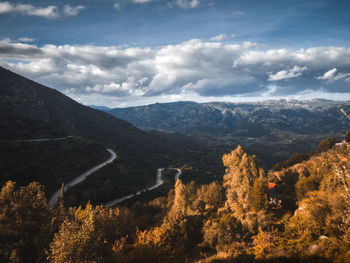 Scenic view of mountains against sky