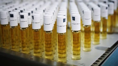 Close-up of glasses on table