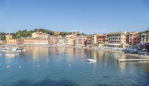 Panoramic aerial view of sestri levante and the gulf of tigullio from the path to punta manara