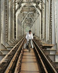 Man standing in a train
