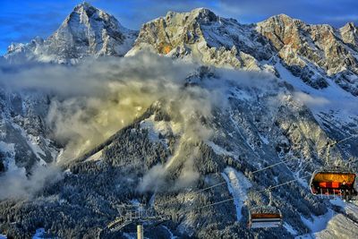 Scenic view of snow covered mountain