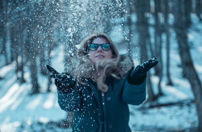 Young woman in snow