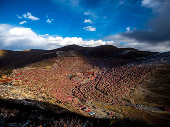 High angle view of landscape against sky