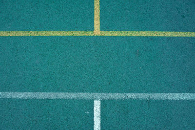 High angle view of markings on basketball turf