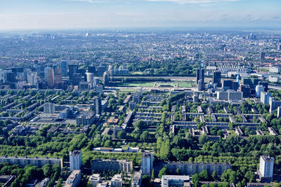 Aerial view of office buildings in amsterdam zuid and zuidas