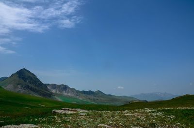 Scenic view of mountains against sky