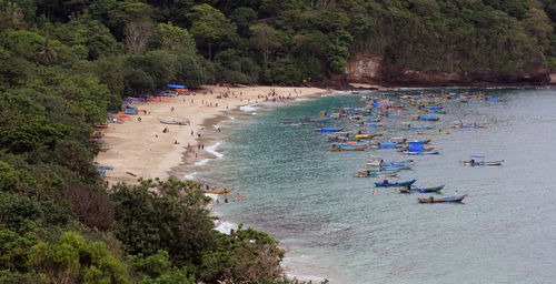 High angle view of papuma beach, indonesia