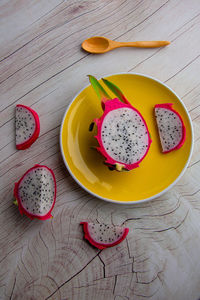 High angle view of fruits on table