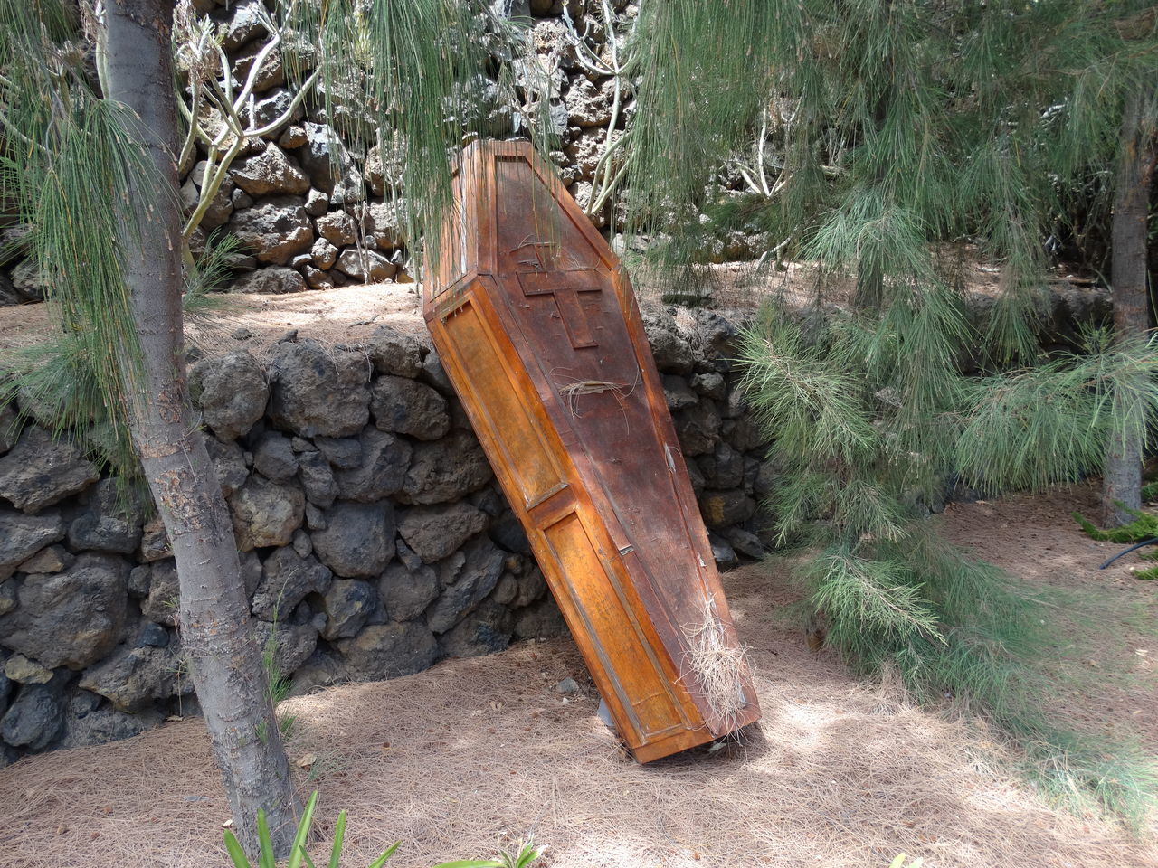 OLD WOODEN STRUCTURE ON FIELD