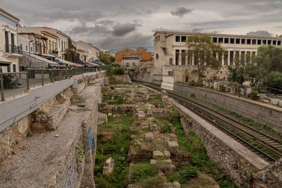 High angle view of buildings in city