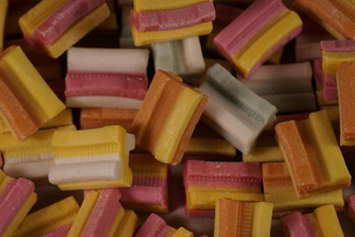 Close-up of multi colored bubble gum . sweets