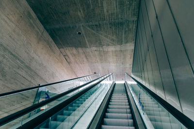 Low angle view of escalators at subway station 