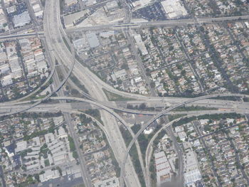 High angle view of street amidst buildings in city