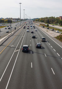 High angle view of traffic on road