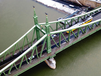 High angle view of bridge over river