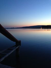 Scenic view of calm lake against clear sky