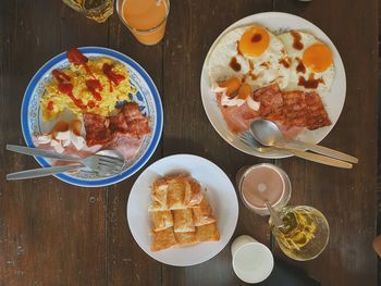 High angle view of food on table