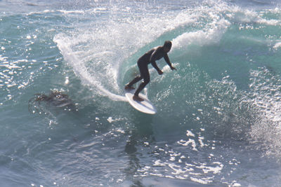 Man swimming in sea