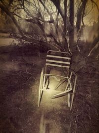 Empty benches in the dark